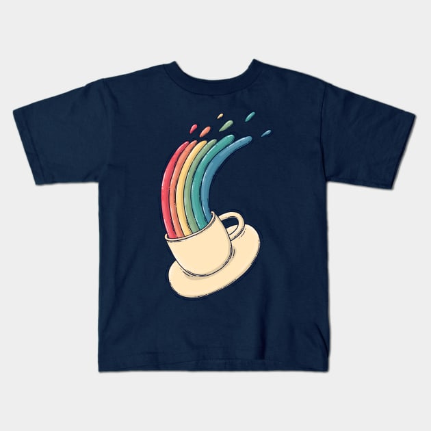 Rainbow Coffee Cup Kids T-Shirt by Tania Tania